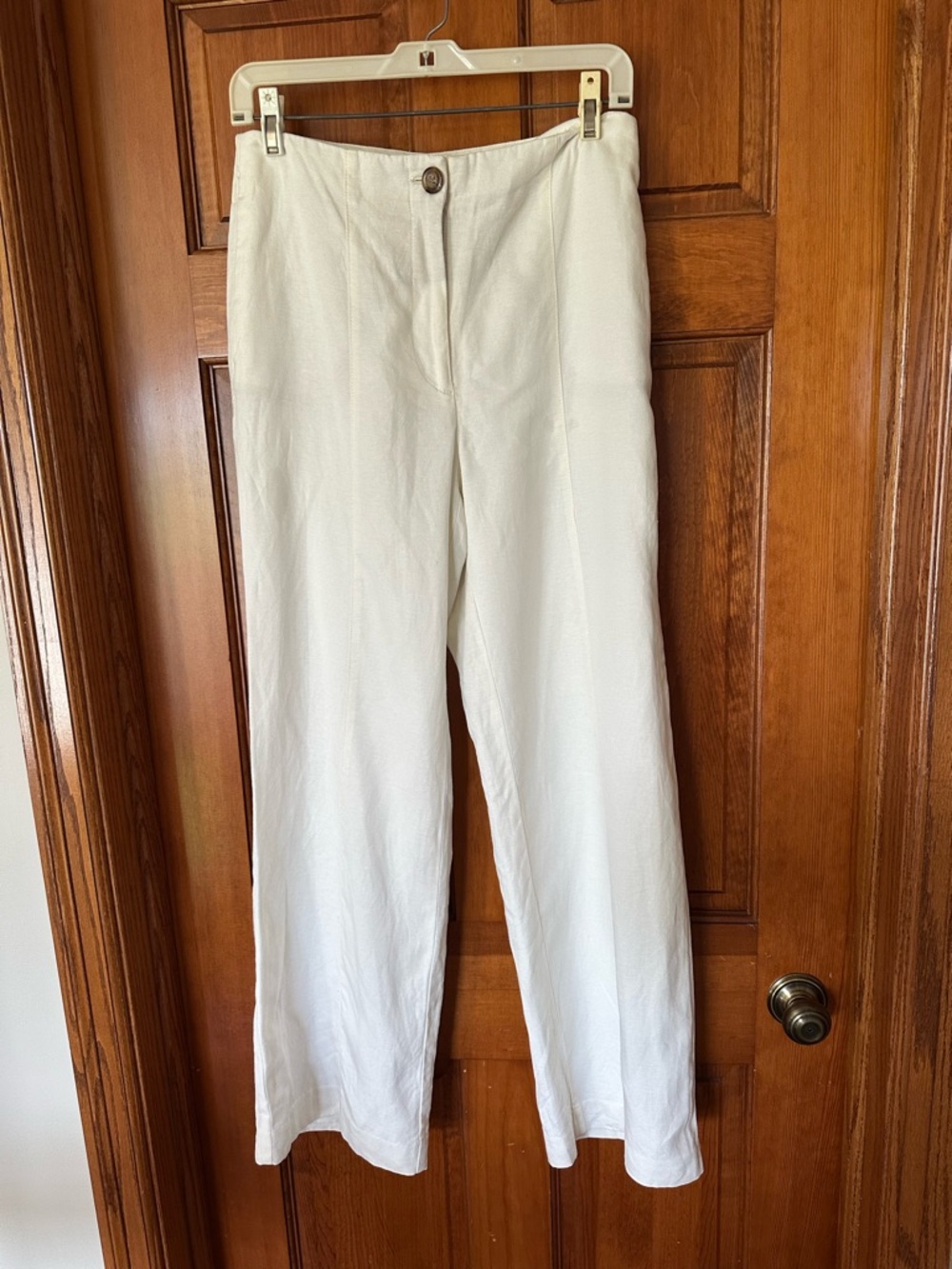 Ann Taylor off white mid -Waist Straight-Leg lined summer pant